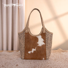 TR199G-8250  Trinity Ranch Genuine Hair-On Cowhide Tooled Concealed Carry Tote