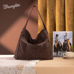 WG244-9182  Wrangler Fringe Studded Hobo Bag- Coffee