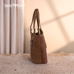 TR199G-8250  Trinity Ranch Genuine Hair-On Cowhide Tooled Concealed Carry Tote