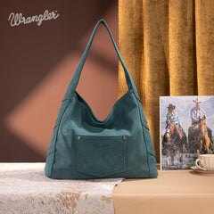 WG244-9182  Wrangler Fringe Studded Hobo Bag- Turquoise