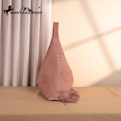 MW1341-9182   Montana West Boot Stitch Fringe Large Hobo Bag