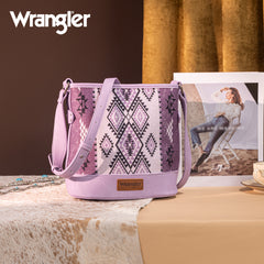 WG213-2003  Wrangler Aztec Distressed Print Dual Sided Print Concealed Carry Crossbody-Purple