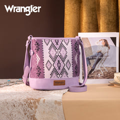 WG213-2003  Wrangler Aztec Distressed Print Dual Sided Print Concealed Carry Crossbody-Purple