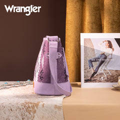 WG213-2003  Wrangler Aztec Distressed Print Dual Sided Print Concealed Carry Crossbody-Purple