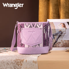 WG213-2003  Wrangler Aztec Distressed Print Dual Sided Print Concealed Carry Crossbody-Purple