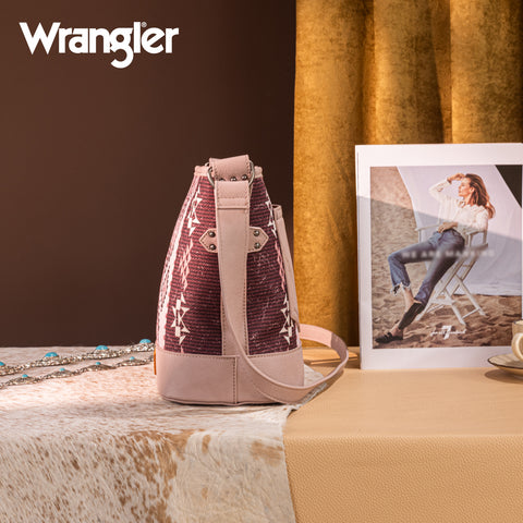 WG213-2003  Wrangler Aztec Distressed Print Dual Sided Print Concealed Carry Crossbody-Pink