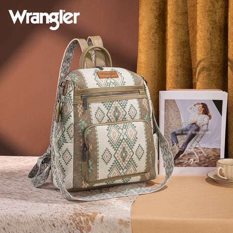 WG213-9110   Wrangler Aztec Print Backpack/Crossbody -Green