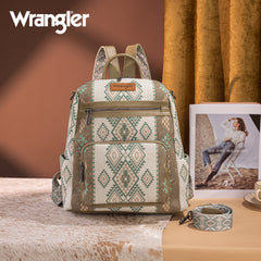 WG213-9110   Wrangler Aztec Print Backpack/Crossbody -Green