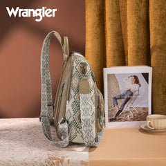 WG213-9110   Wrangler Aztec Print Backpack/Crossbody -Green