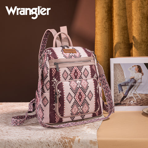 WG213-9110   Wrangler Aztec Print Backpack/Crossbody - Pink