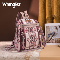 WG213-9110   Wrangler Aztec Print Backpack/Crossbody - Pink