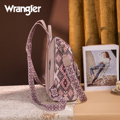 WG213-9110   Wrangler Aztec Print Backpack/Crossbody - Pink
