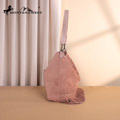 MW1341-918  Montana West Boot Stitch Fringe Hobo Bag