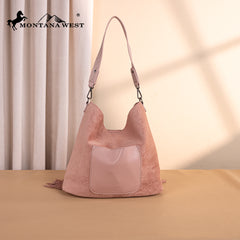MW1341-918  Montana West Boot Stitch Fringe Hobo Bag