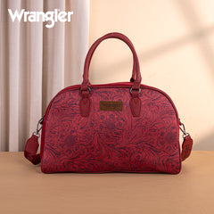 WG277-5110BDY   Wrangler Vintage Floral Printed Duffle Bag - Burgundy