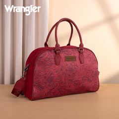 WG277-5110BDY   Wrangler Vintage Floral Printed Duffle Bag - Burgundy