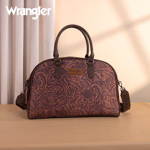 WG277-5110CF   Wrangler Vintage Floral Printed Duffle Bag - Coffee