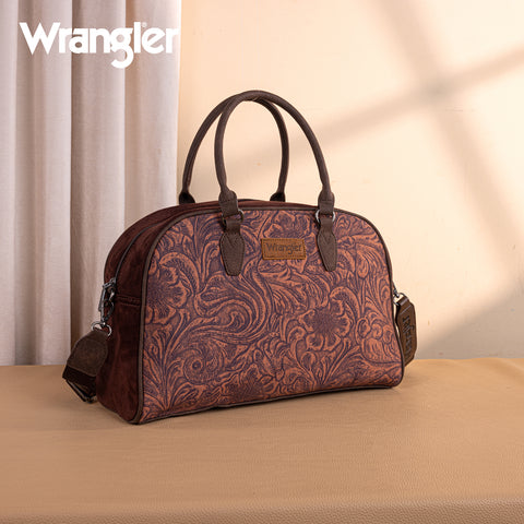 WG277-5110CF   Wrangler Vintage Floral Printed Duffle Bag - Coffee