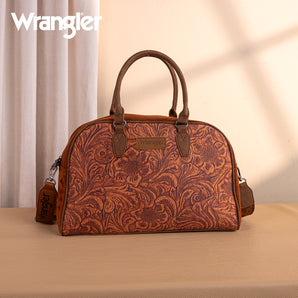 WG277-5110BR Wrangler Vintage Floral Printed Duffle Bag - Brown