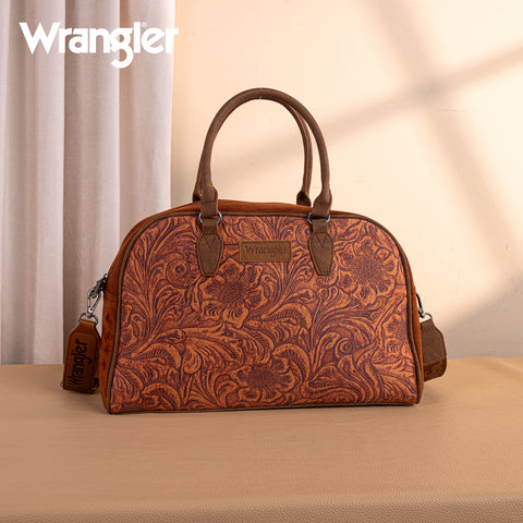 WG277-5110BR   Wrangler Vintage Floral Printed Duffle Bag - Brown