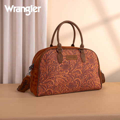 WG277-5110BR   Wrangler Vintage Floral Printed Duffle Bag - Brown