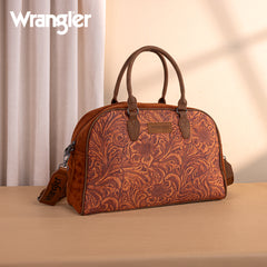 WG277-5110BR   Wrangler Vintage Floral Printed Duffle Bag - Brown
