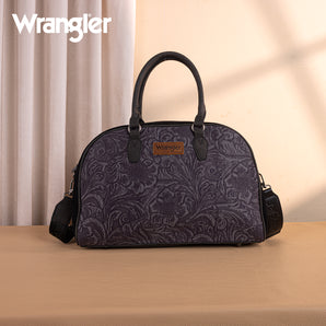WG277-5110BK Wrangler Vintage Floral Printed Duffle Bag - Black