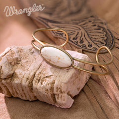 WBC-1130G  Wrangler Gold Western Natural Stone  Cuff Bracelet -Beige