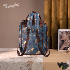 WG60-9110 Wrangler Vintage Retro Cowboy Cool Print Backpack -Jean