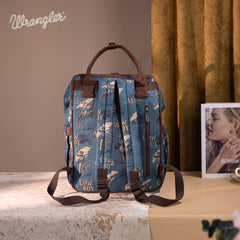 WG60-9110 Wrangler Vintage Retro Cowboy Cool Print Backpack -Jean