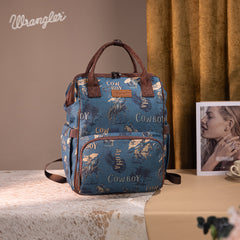 WG60-9110 Wrangler Vintage Retro Cowboy Cool Print Backpack -Jean