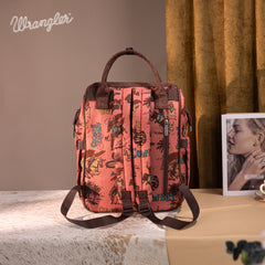 WG60-9110 Wrangler Vintage Retro Cowboy Cool Print Backpack -Hot Pink