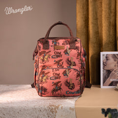 WG60-9110 Wrangler Vintage Retro Cowboy Cool Print Backpack -Hot Pink
