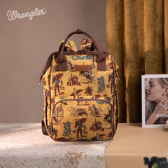 WG60-9110 Wrangler Vintage Retro Cowboy Cool Print Backpack -Dark Yellow