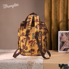 WG60-9110 Wrangler Vintage Retro Cowboy Cool Print Backpack -Dark Yellow
