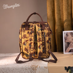 WG60-9110 Wrangler Vintage Retro Cowboy Cool Print Backpack -Dark Yellow