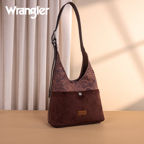 WG277-9182CF  Wrangler Vintage Floral Printed Hobo Bag-Coffee