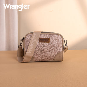WG277-1833KH Wrangler Vintage Floral Printed Small Crossbody Bag - Khaki