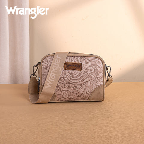 WG277-1833KH   Wrangler Vintage Floral Printed Small Crossbody Bag - Khaki