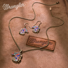WNS2-2001G  Wrangler Jewelry Horse Head Pendant Necklace Earrings Set -Multi
