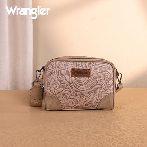 WG277-1833KH   Wrangler Vintage Floral Printed Small Crossbody Bag - Khaki