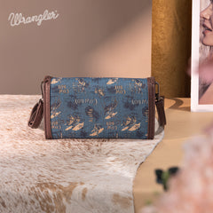 WG60-1812 Wrangler Vintage Retro Cowboy Cool Print Wallet/Crossbody -Jean