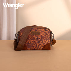 WG277-1833BR   Wrangler Vintage Floral Printed Small Crossbody Bag - Brown