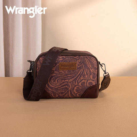WG277-1833CF   Wrangler Vintage Floral Printed Small Crossbody Bag - Coffee