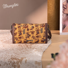 WG60-1812 Wrangler Vintage Retro Cowboy Cool Print Wallet/Crossbody -Dark Yellow