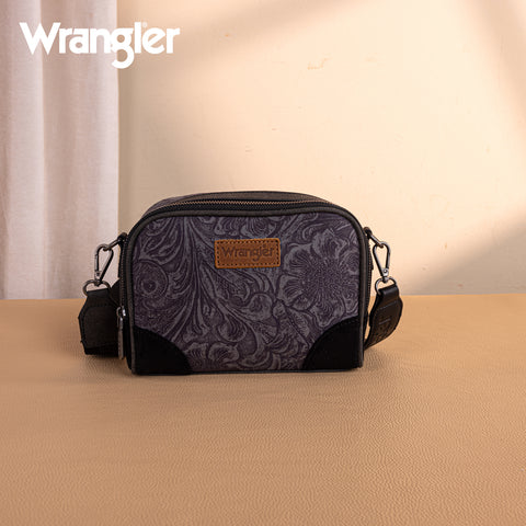 WG277-1833BK   Wrangler Vintage Floral Printed Small Crossbody Bag - Black