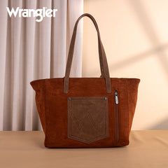 WG277-2002BR  Wrangler Vintage Floral Printed Large Tote Bag - Brown