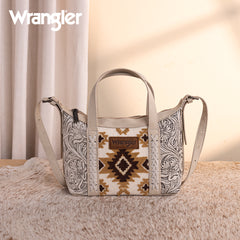 WG226-8605  Wrangler Tooled Aztec Pattern Print Tote/Crossbody -Beige