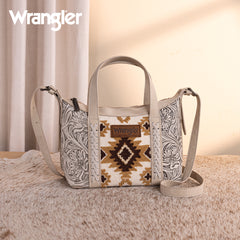 WG226-8605  Wrangler Tooled Aztec Pattern Print Tote/Crossbody -Beige