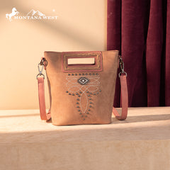 MW1325-8360  Montana West Cut-Out Embroidered Top Handle Crossbody